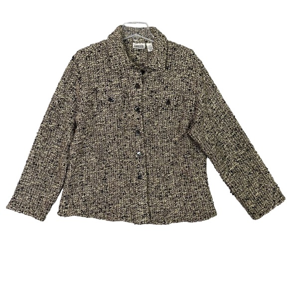 Chicos Sweater Jacket Women Sz 3 XL 16 Tweed Boucle Wool Mohair Blend Shacket - Picture 1 of 15